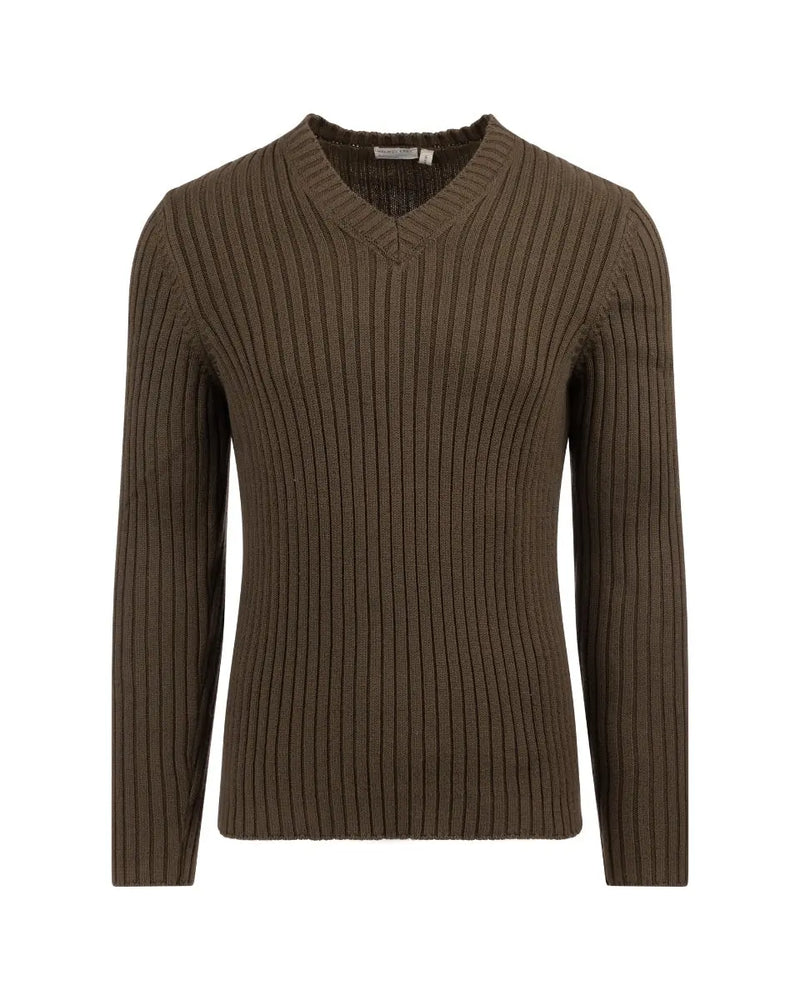Helmut Lang military v-neck ribbed sweater thumbnail