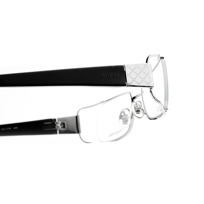 Gucci Black & Silver Monogram Rectangular glasses thumbnail