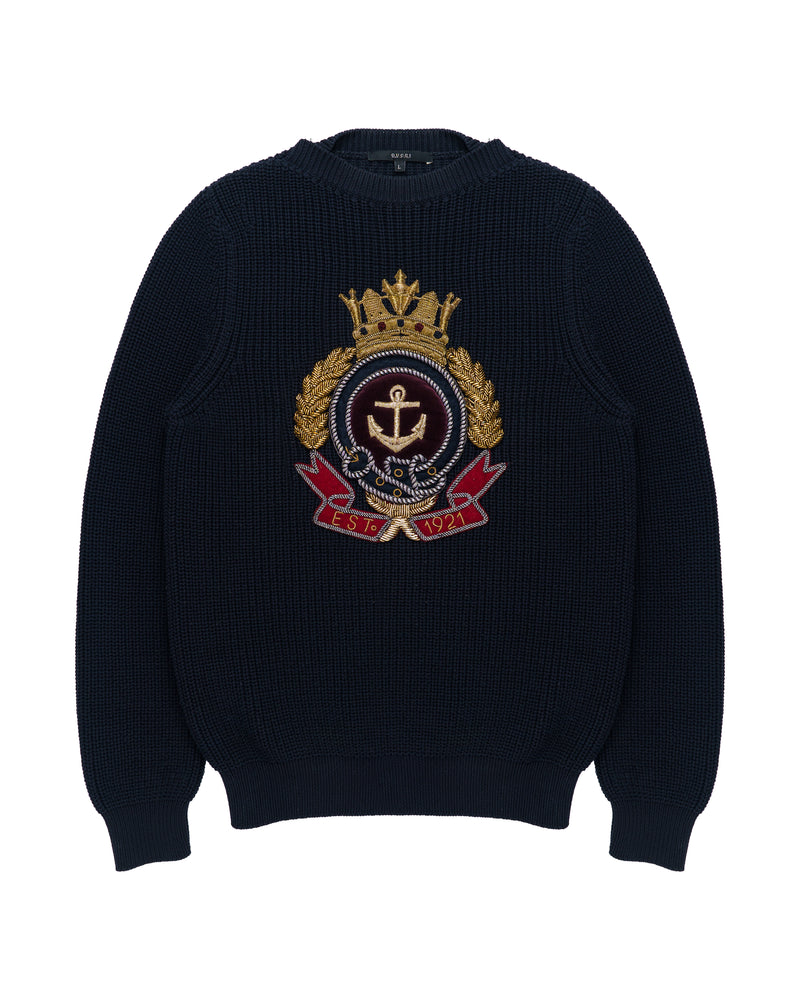 Gucci Navy Blue Anchor Crest Sweater thumbnail