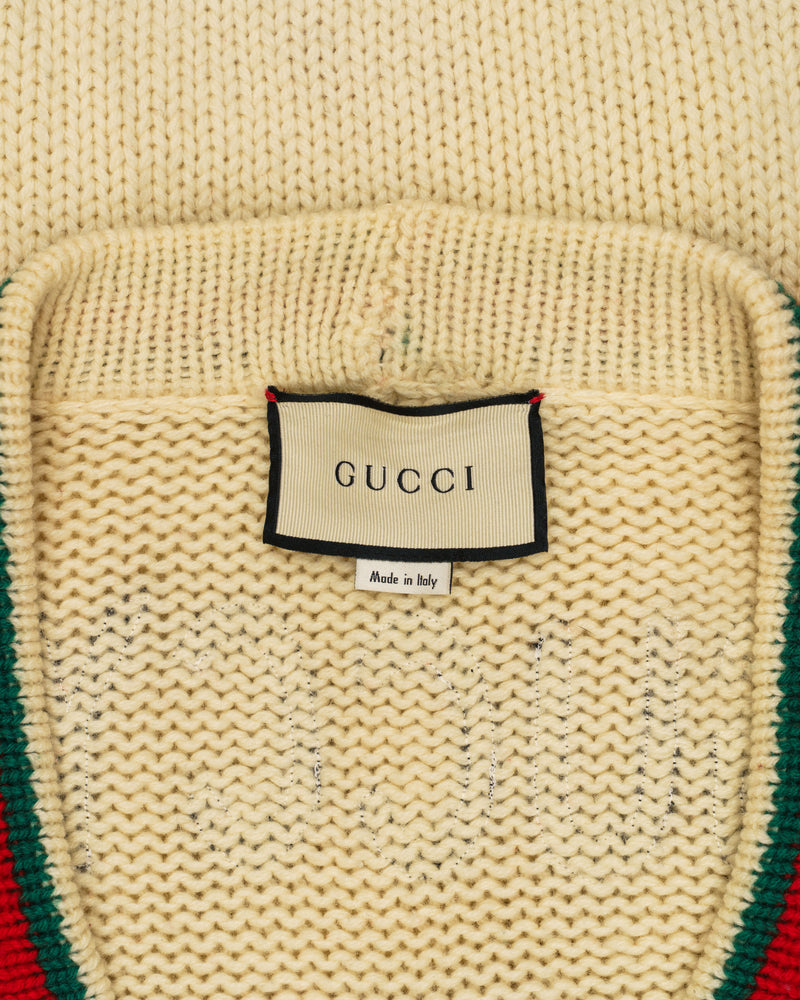 Gucci “Guccy” Tiger Cable Knit Cardigan thumbnail