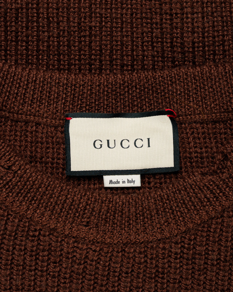 Gucci distressed brown wool oversized sweater thumbnail