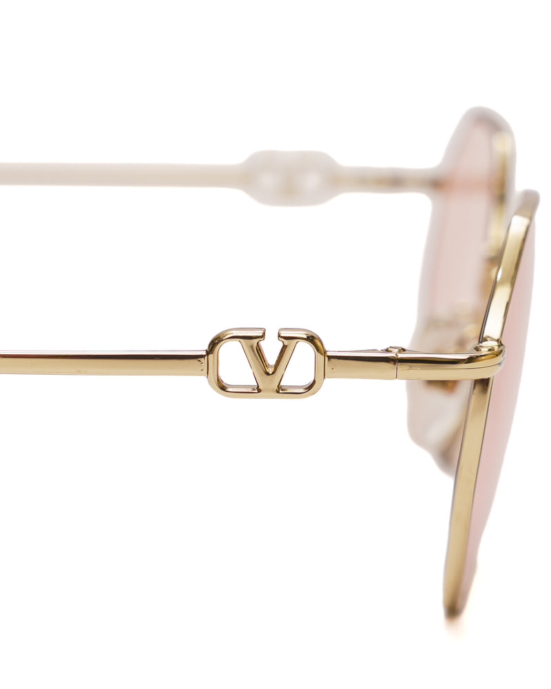 Valentino octagonal metal sunglasses with chain VLOGO thumbnail