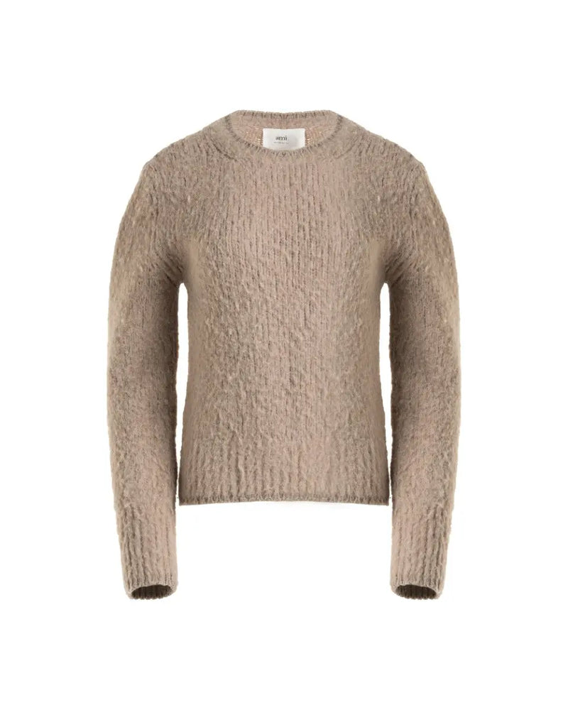 AMI Alexandre Mattiussi baby alpaca blend knitted taupe sweater thumbnail