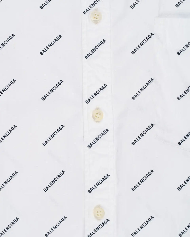 Balenciaga all-over logo print button-up shirt thumbnail