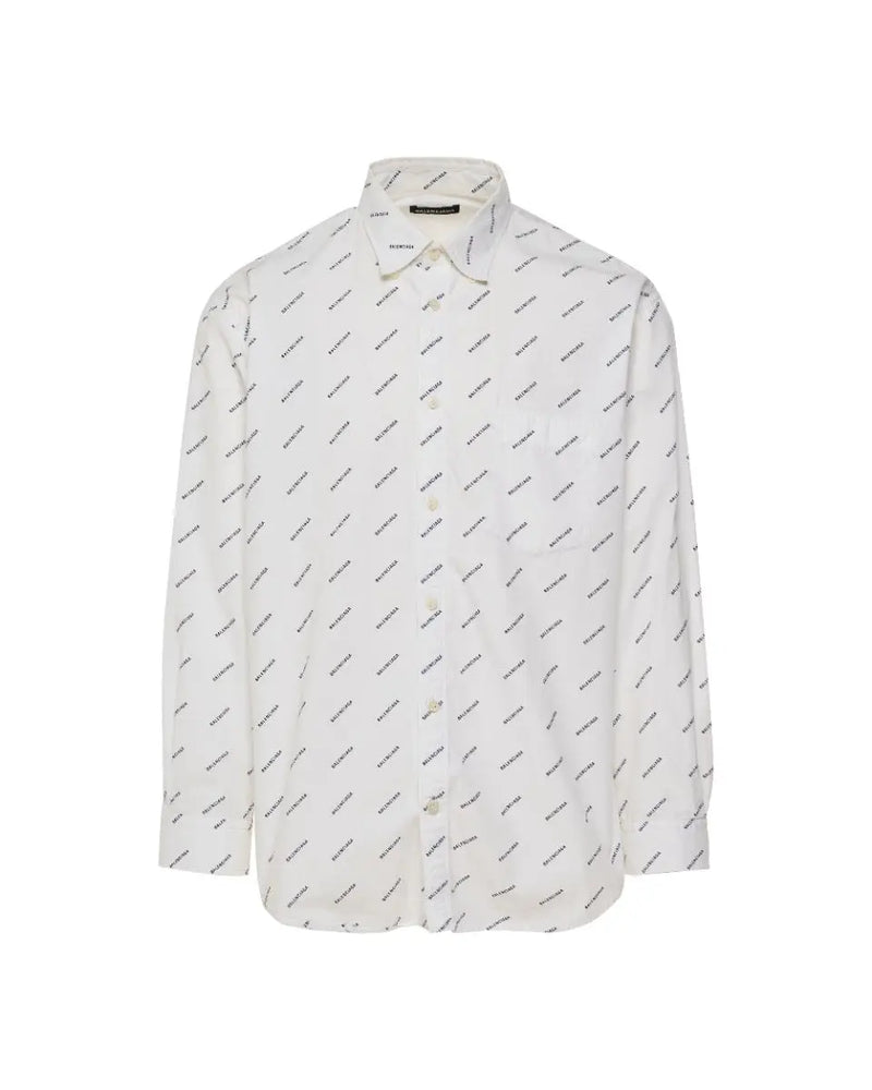 Balenciaga all-over logo print button-up shirt thumbnail