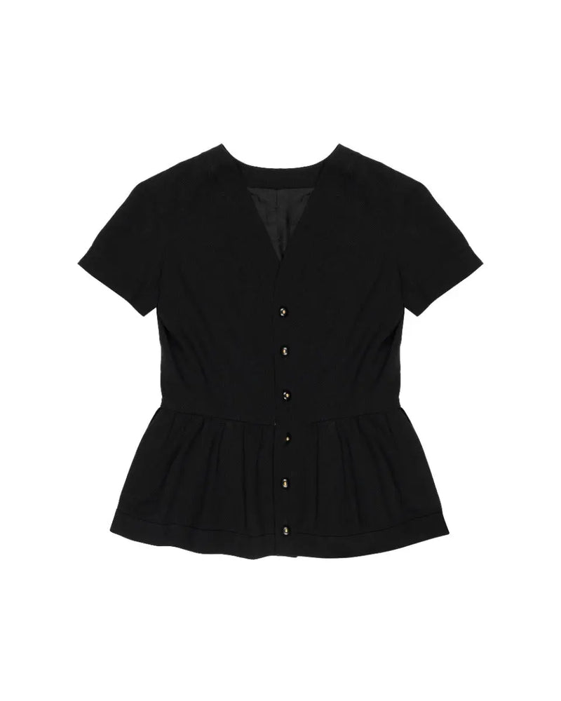 Chanel front pocket pleated blouse top thumbnail
