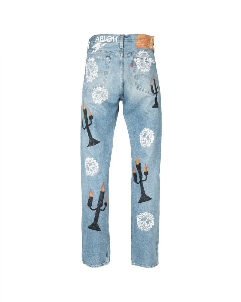Denim Tears Virgil Abloh "Message in a Tear" printed Levi's jeans thumbnail