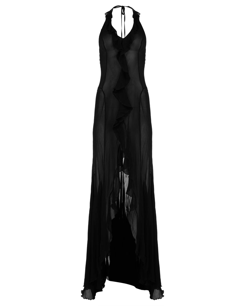 MISBHV 1-OF-1 single-shoulder ruched black dress thumbnail