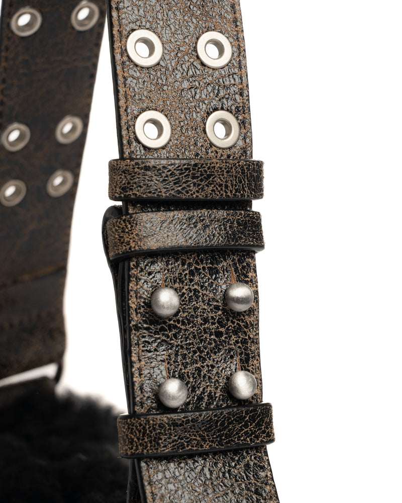 MISBHV Fetish brown shearling shoulder bag thumbnail