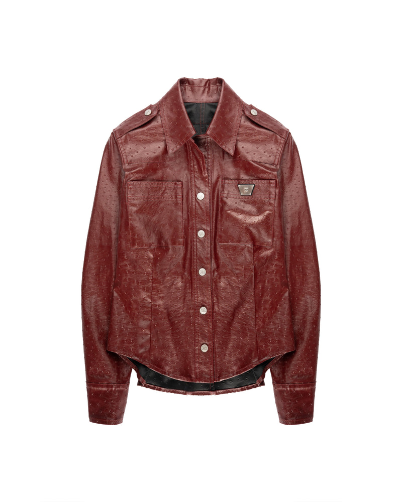 MISBHV 1-OF-1 faux ostrich leather metal logo plaque jacket thumbnail