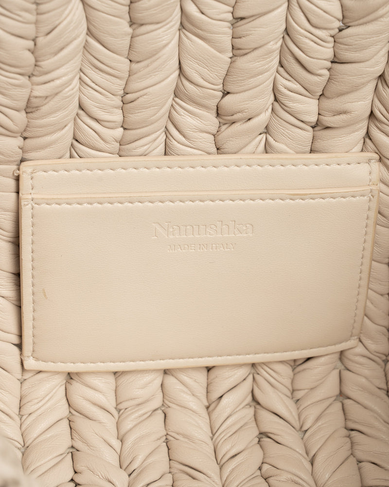 Nanushka The Square press-stud cream white shoulder bag thumbnail