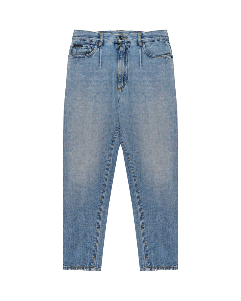 Dolce and Gabbana metal logo emblem blue denim pants thumbnail