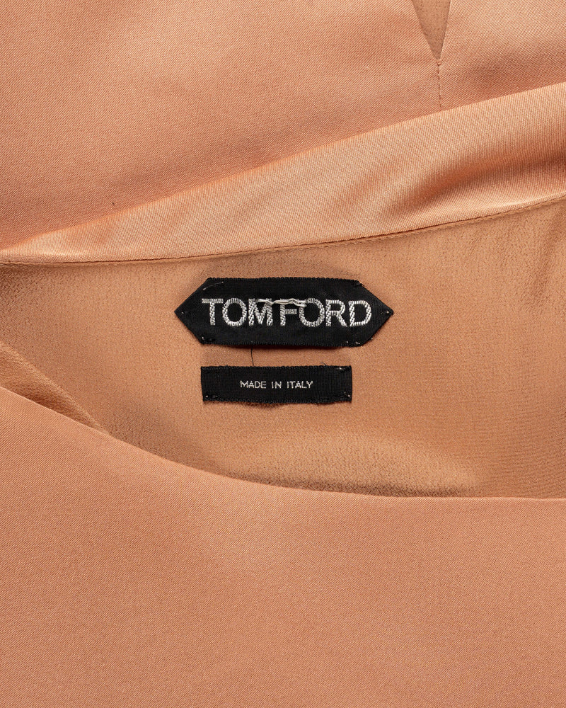 Tom Ford cut-out draped silk sand midi dress thumbnail