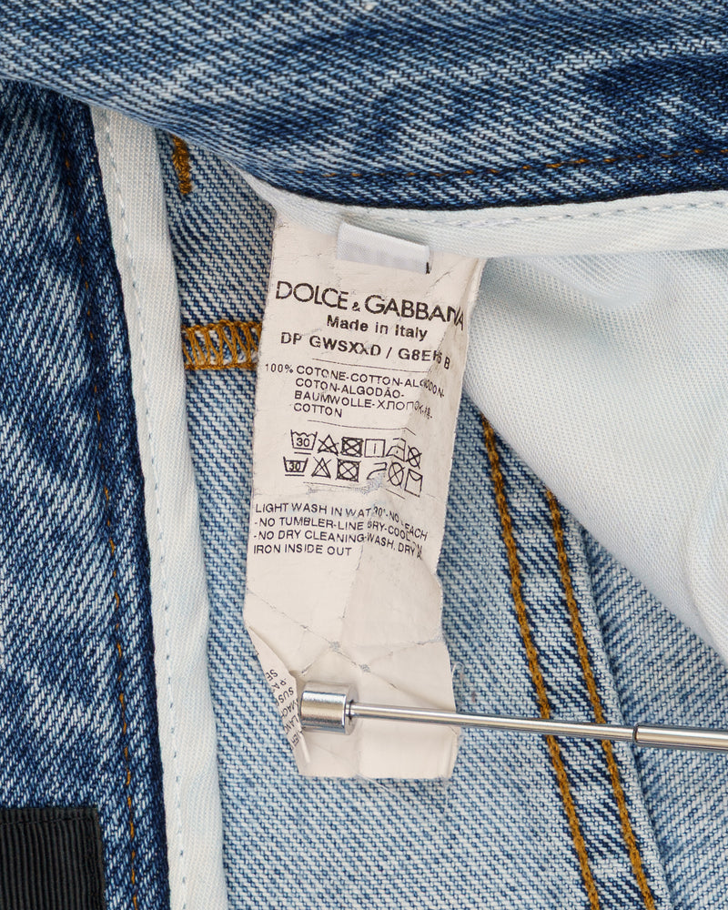 Dolce and Gabbana metal logo emblem blue denim pants thumbnail