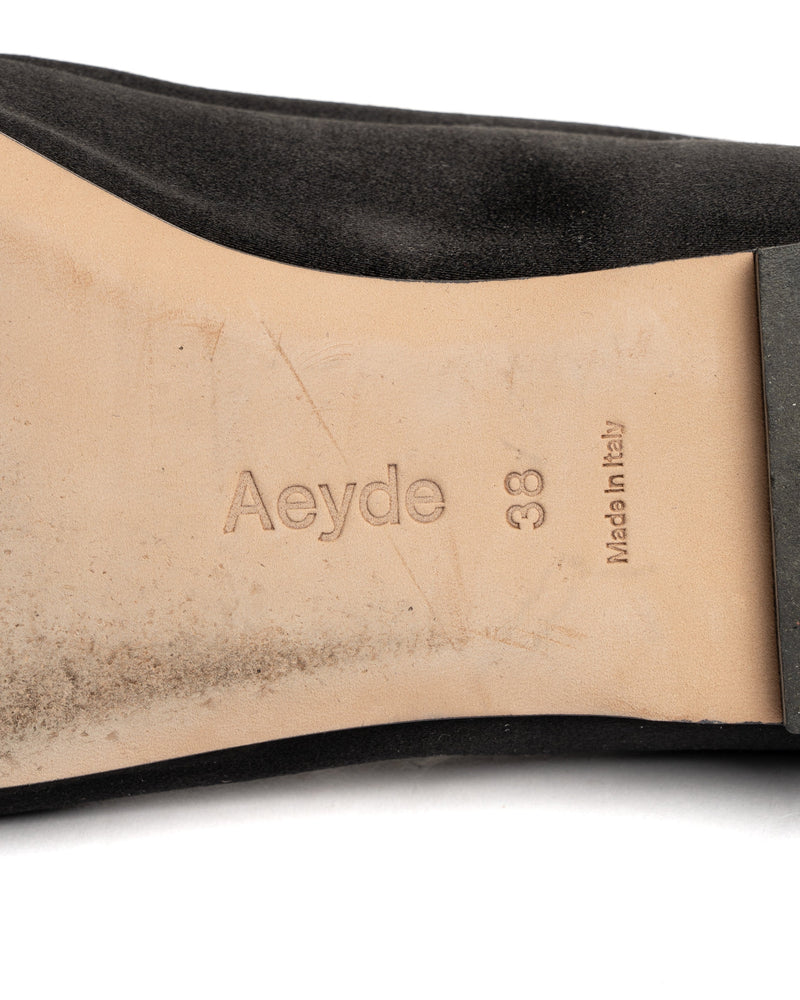 Aeyde Gabriella satin black flats thumbnail
