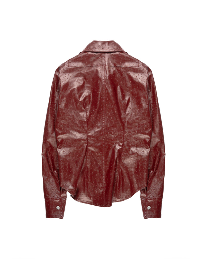 MISBHV 1-OF-1 faux ostrich leather metal logo plaque jacket thumbnail