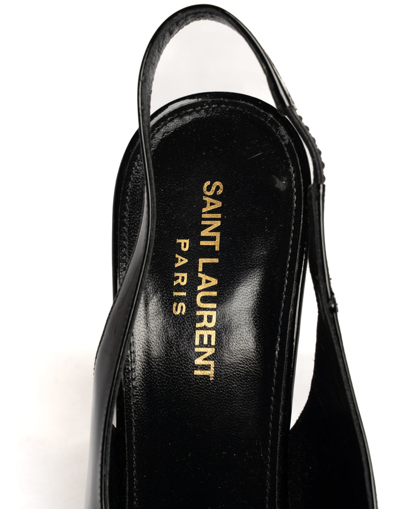Saint Laurent Nico 110 patent leather slingback heel thumbnail