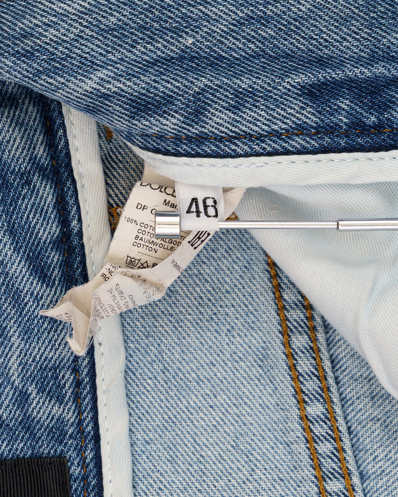 Dolce and Gabbana metal logo emblem blue denim pants thumbnail