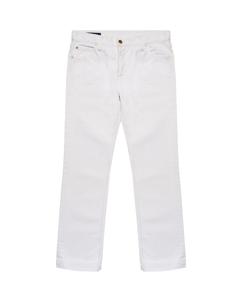 Gucci "GG" logo back pocket embroidery white denim pants thumbnail