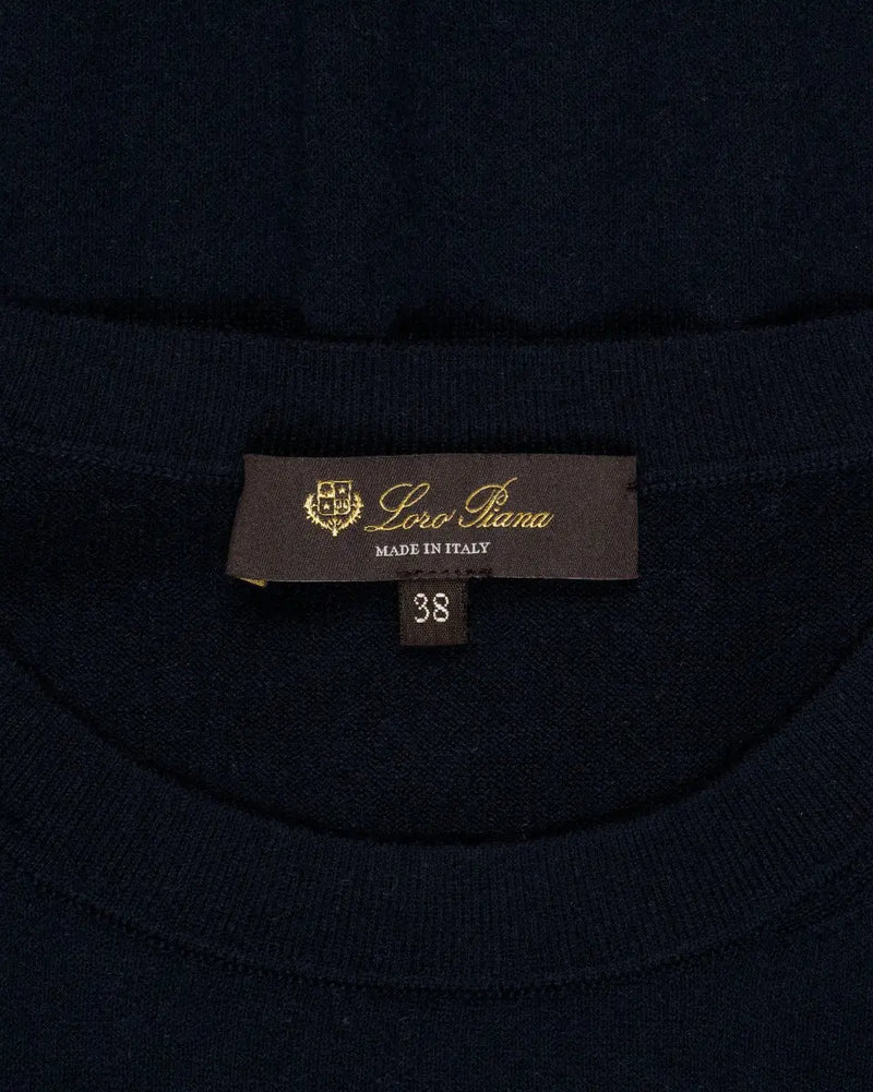 Loro Piana Girocollo Neo Piuma navy crewneck sweater thumbnail