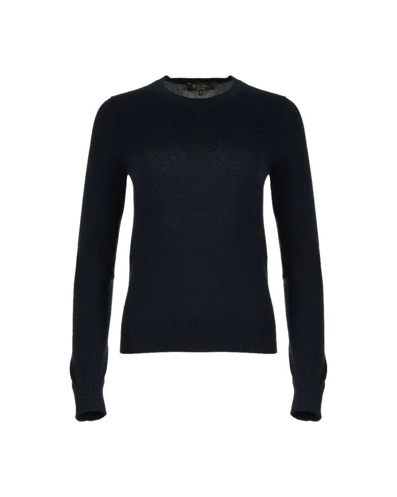 Loro Piana Girocollo Neo Piuma navy crewneck sweater thumbnail