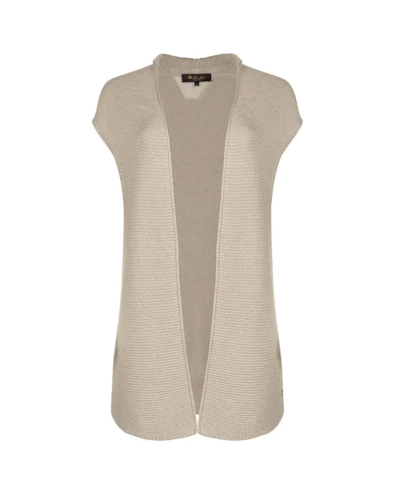 Loro Piana patterned silk neutral white vest sweater thumbnail