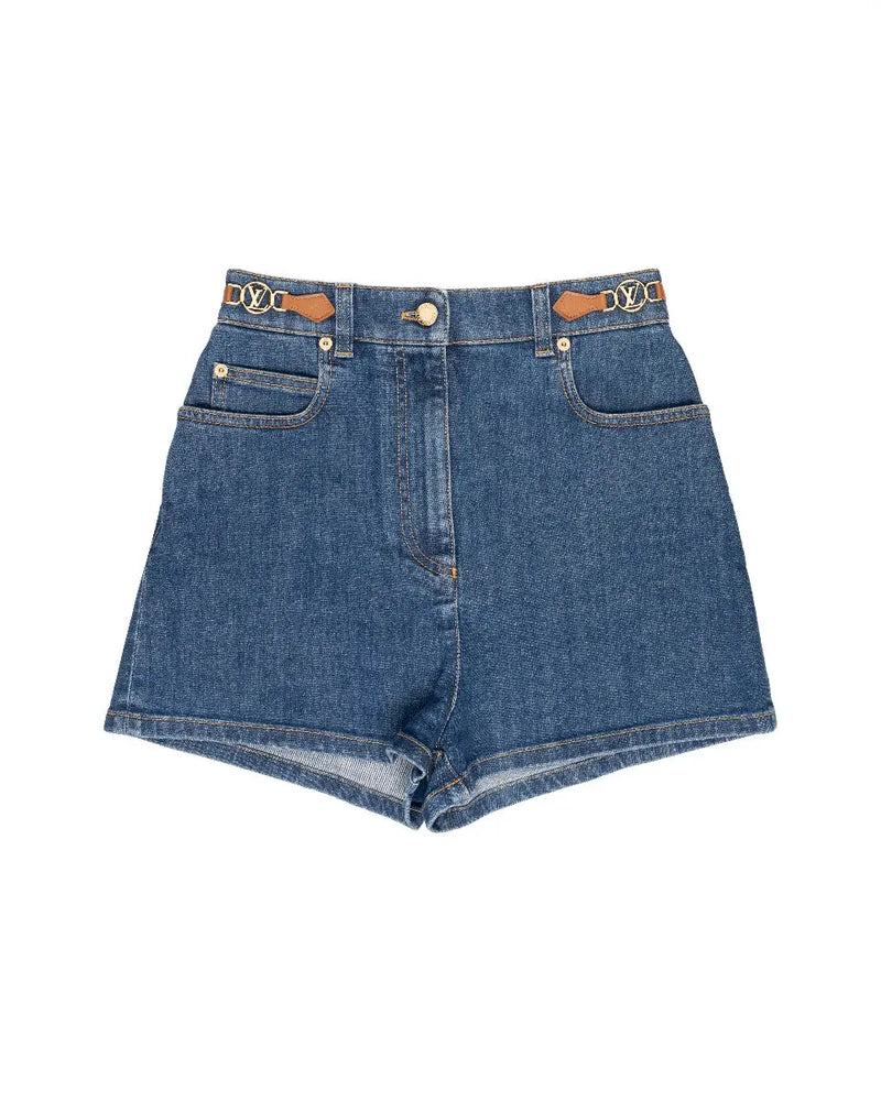 Louis Vuitton Circle Tab denim mini shorts thumbnail