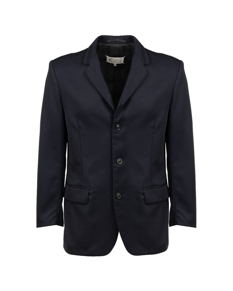 Maison Margiela 10 single-breasted virgin wool navy blazer jacket thumbnail