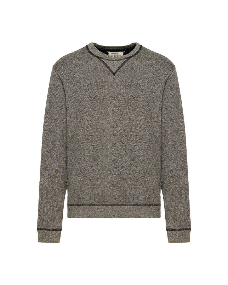 Maison Margiela 14 leather elbow-patch crewneck sweater thumbnail