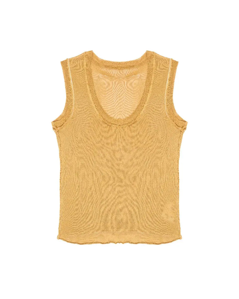 Maison Margiela MM6 metallic gold viscose tank top thumbnail