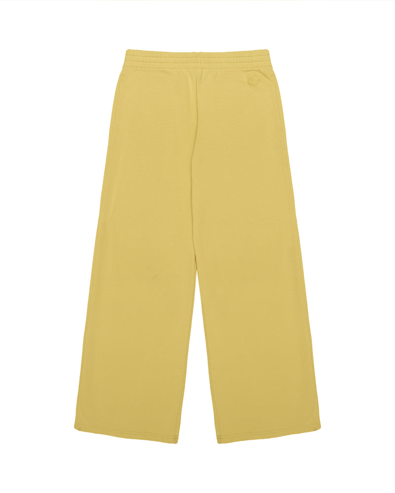 Moncler logo patch wide leg yellow sweatpants thumbnail