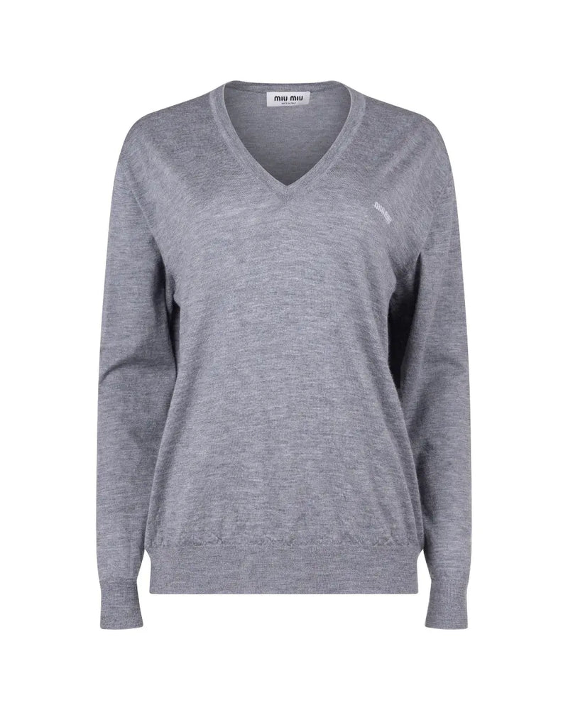 Miu Miu v-neck logo sweater thumbnail