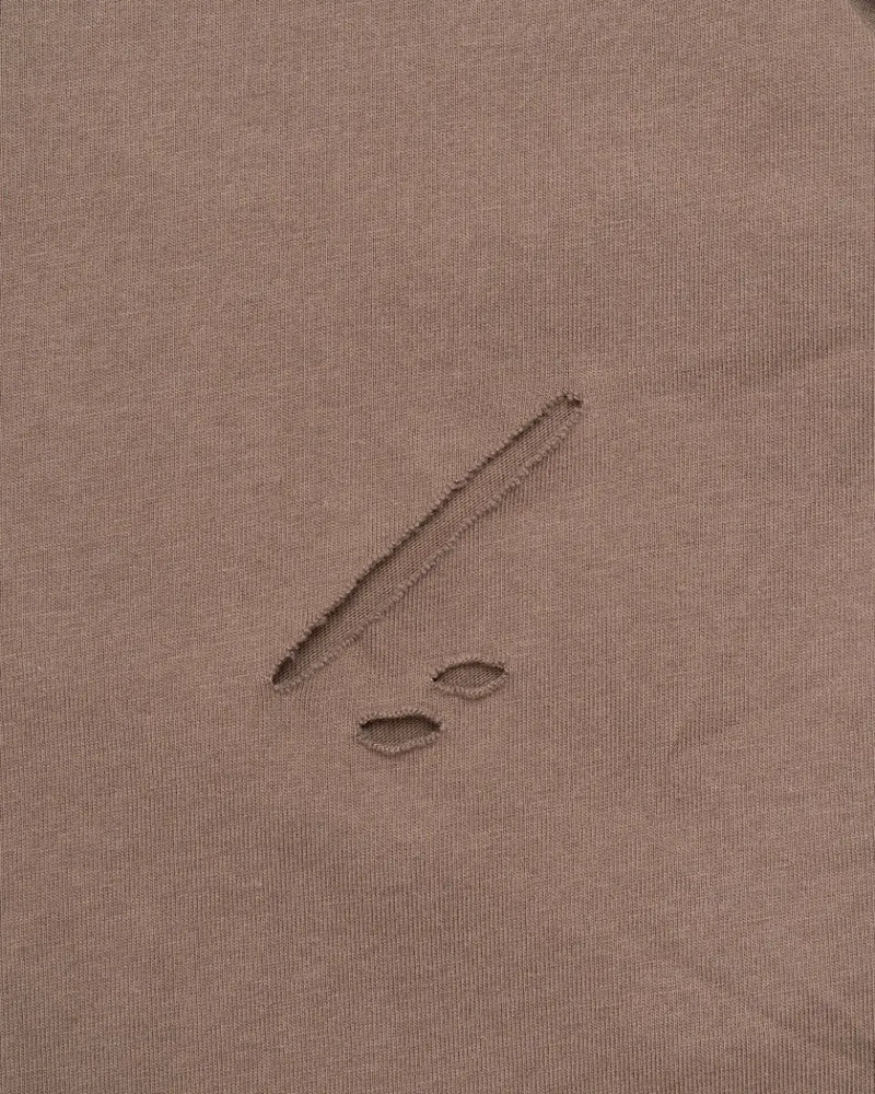 Balenciaga Caps Logo Distressed Oversized Brown T-Shirt thumbnail