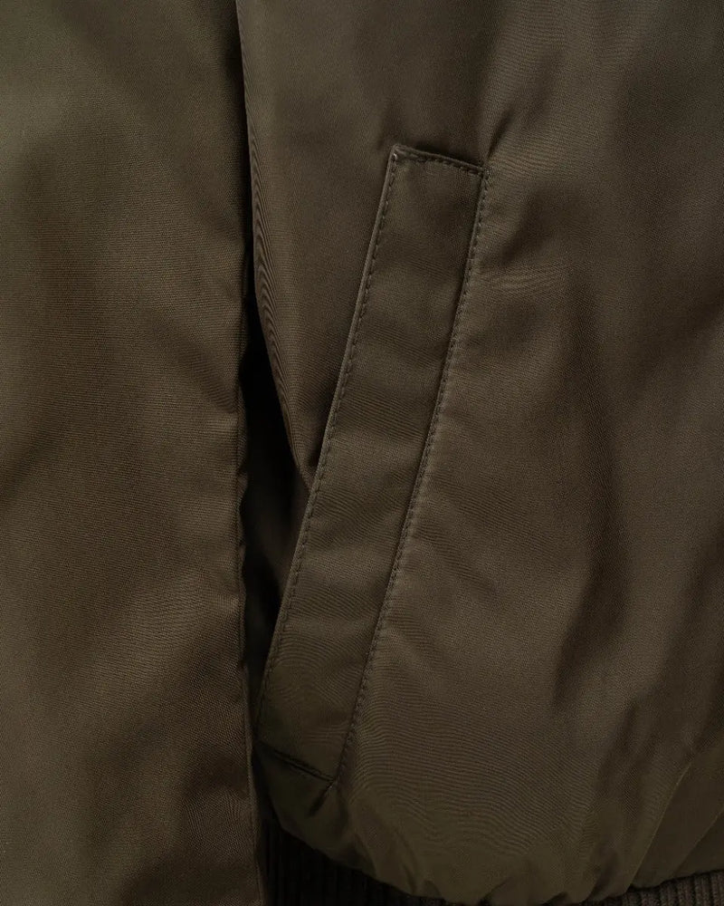 Prada chest logo-plaque nylon padded bomber jacket thumbnail