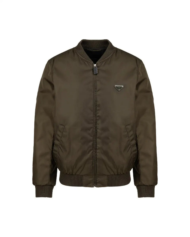 Prada chest logo-plaque nylon padded bomber jacket thumbnail