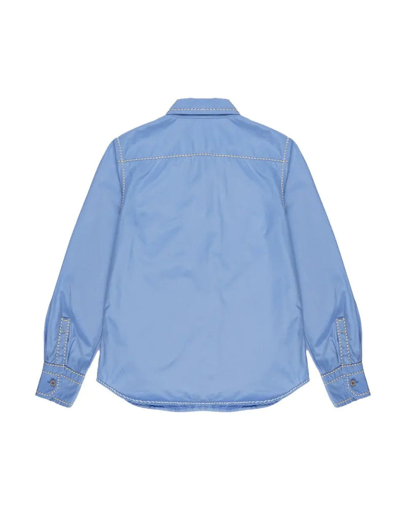 Prada contrast-stitching poplin blue button-up shirt thumbnail