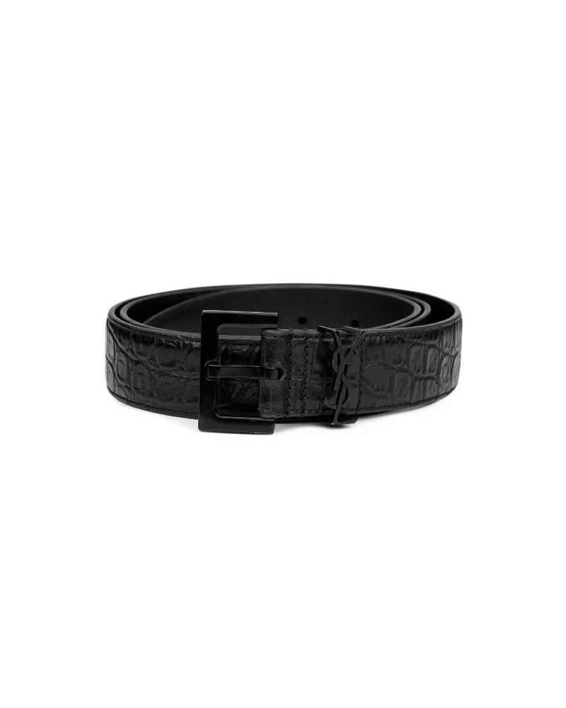 Saint Laurent Cassandre belt crocodile-embossed leather thumbnail