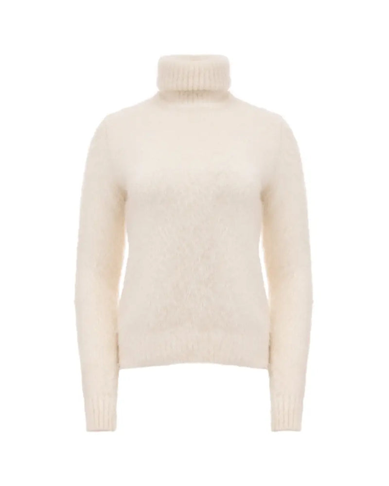 Saint Laurent cream white roll turtle neck mohair sweater thumbnail