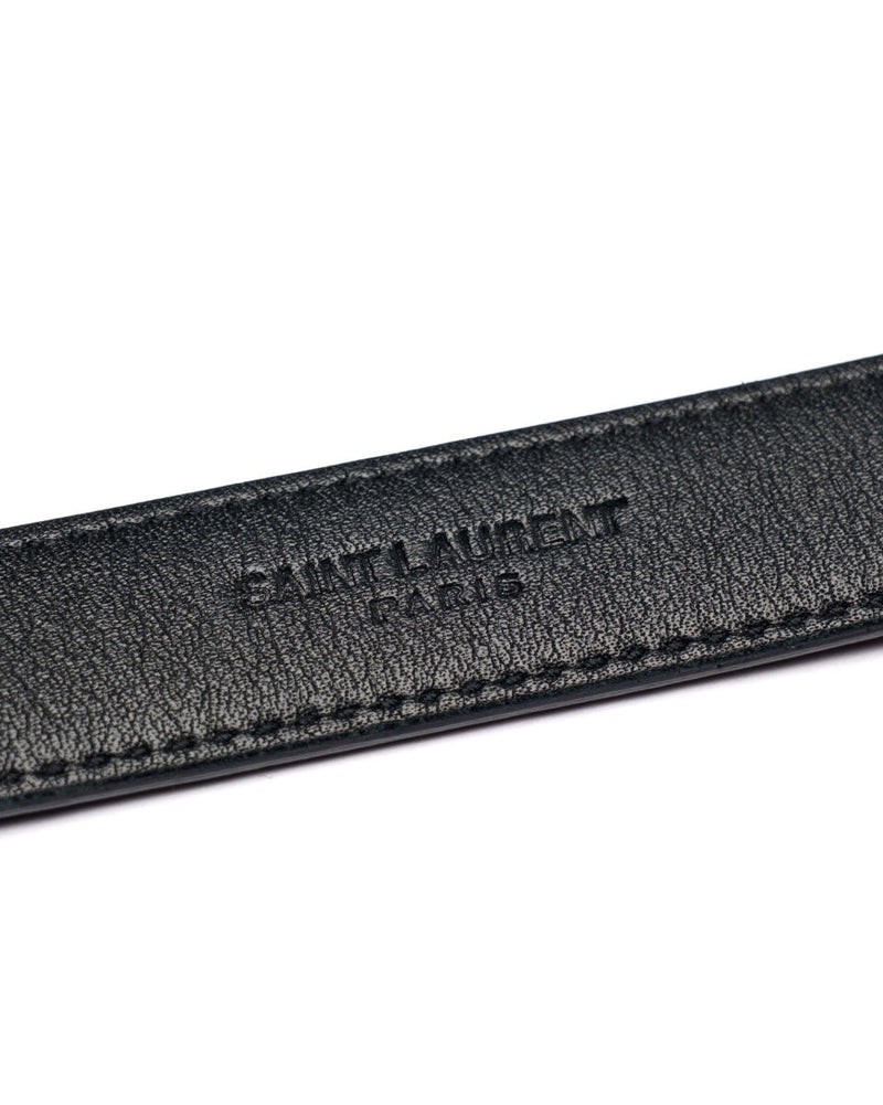 Saint Laurent narrow black leather belt thumbnail