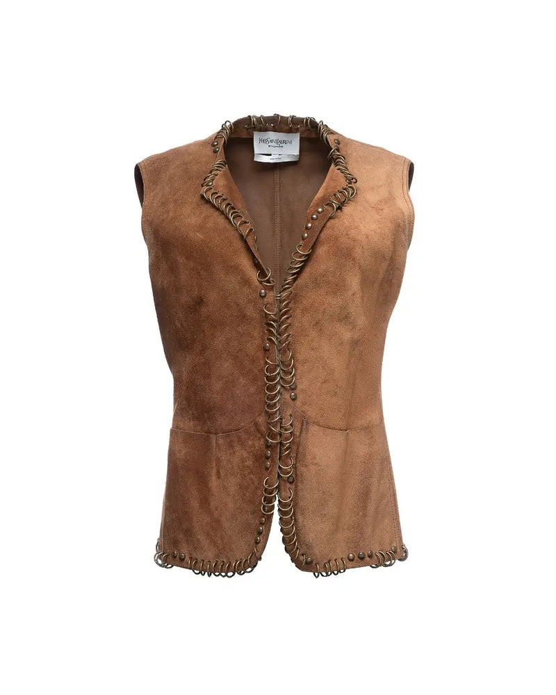 Saint Laurent Rive Gauche pierced leather vest jacket thumbnail