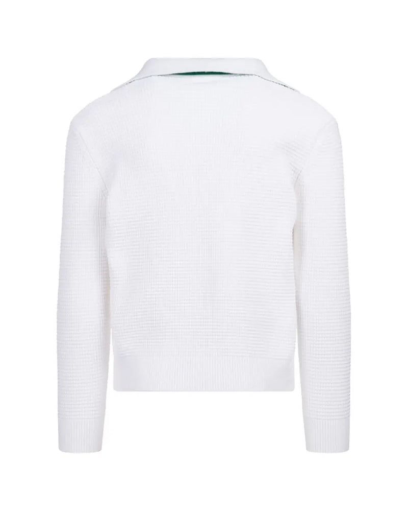 Bottega Veneta Salon 03 collared v-stitch white sweater thumbnail