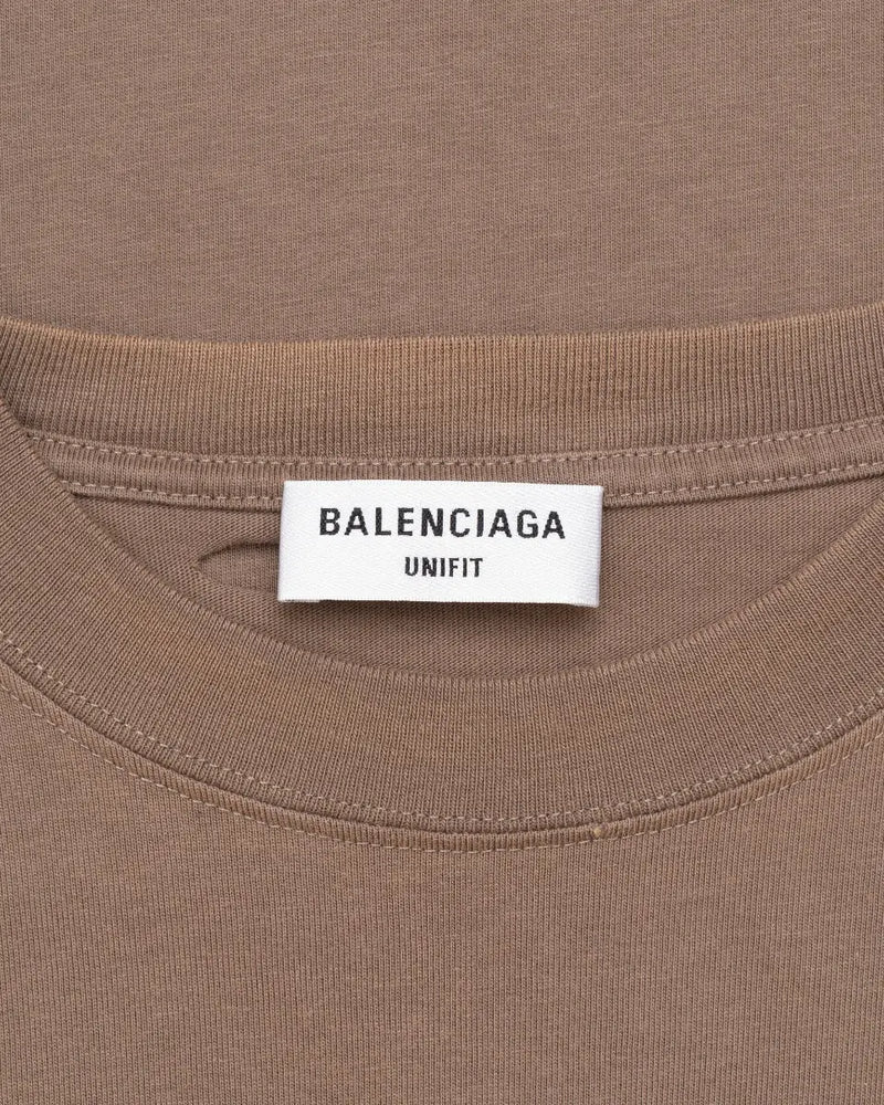 Balenciaga Caps Logo Distressed Oversized Brown T-Shirt thumbnail