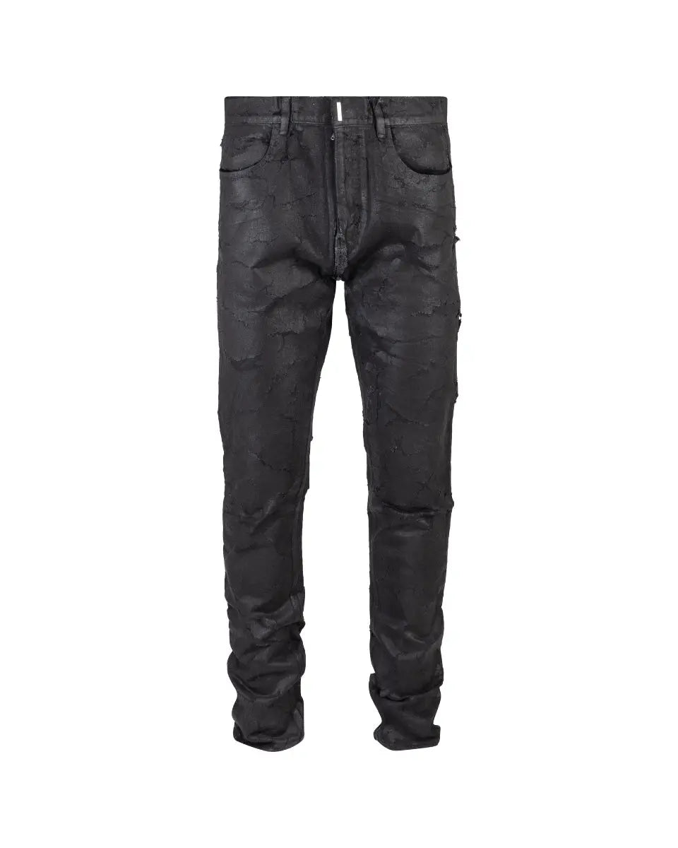 Givenchy black paint crackled jeans