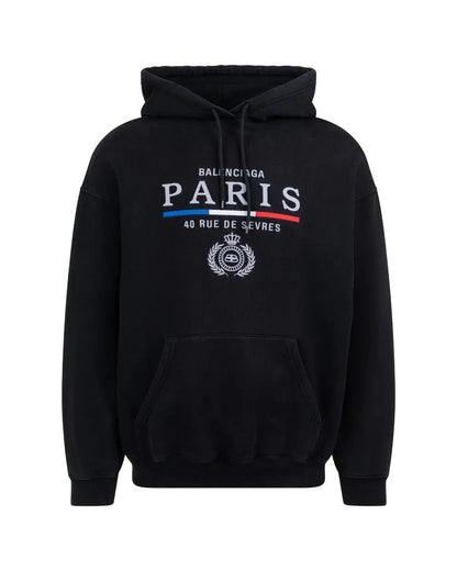 Balenciaga Paris 40 Rue De Sevres embroidered black hoodie Balenciaga