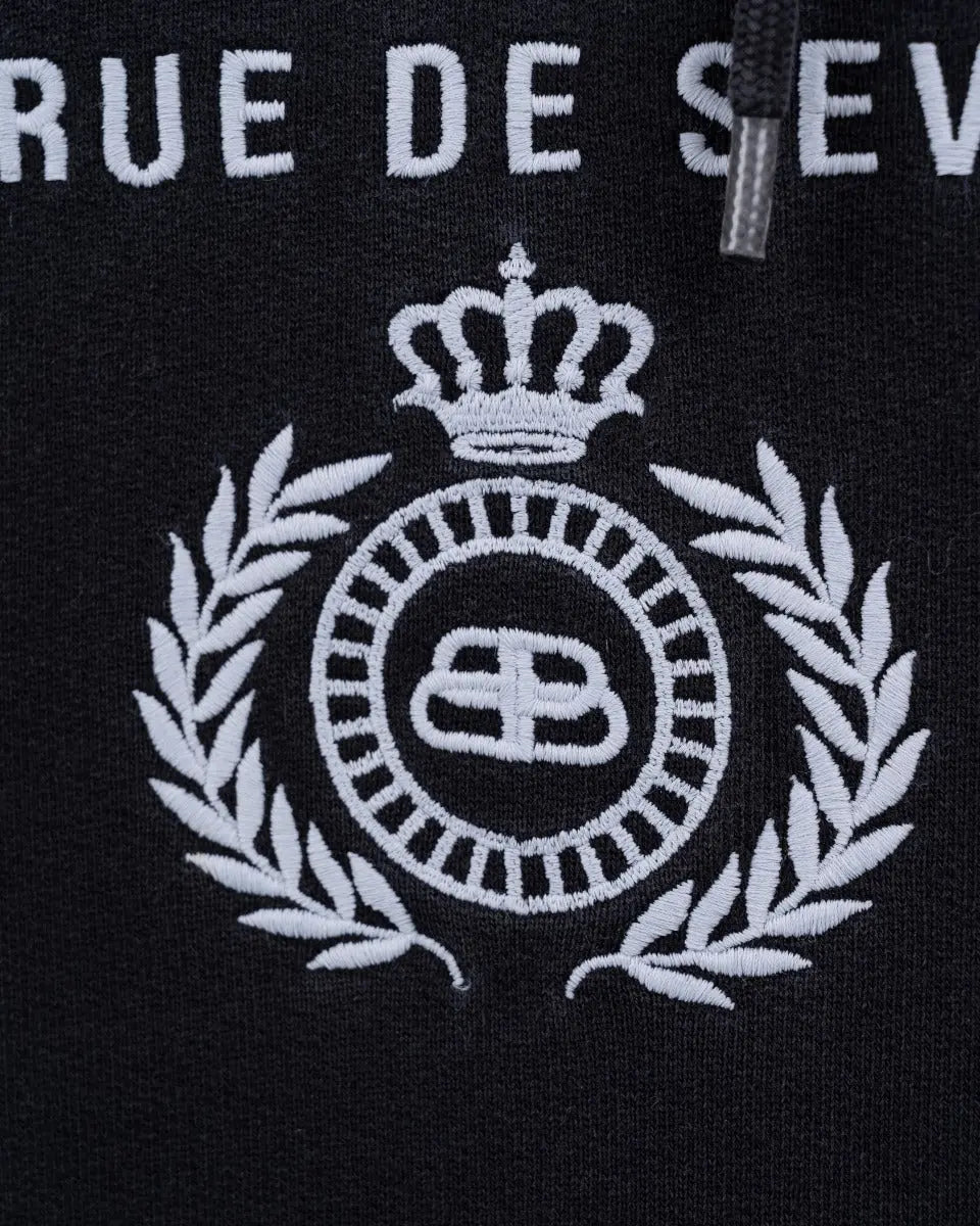 Balenciaga Paris 40 Rue De Sevres embroidered black hoodie