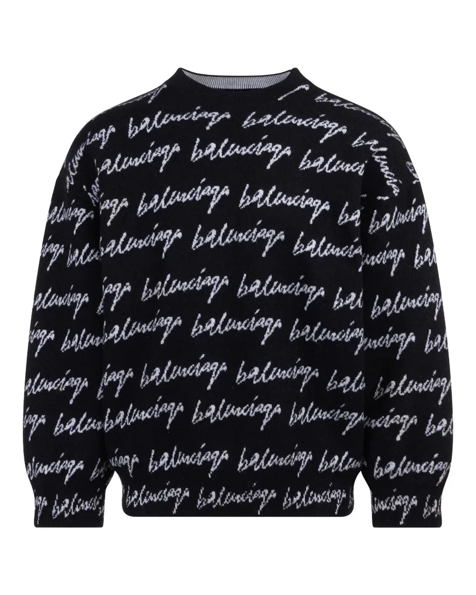 Balenciaga scribble all-over logo sweater