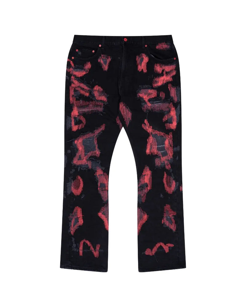 Endless distressed embroidery denim pants thumbnail