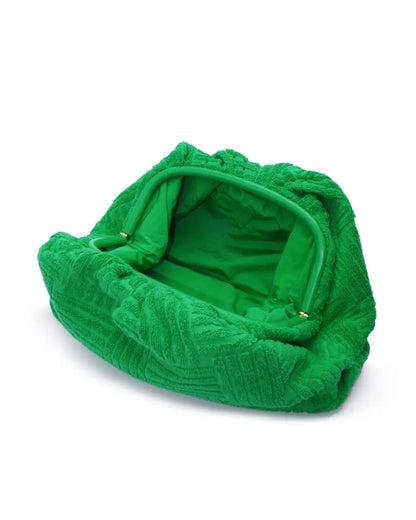 Bottega Veneta green towel jacquard teen pouch bag Bottega Veneta
