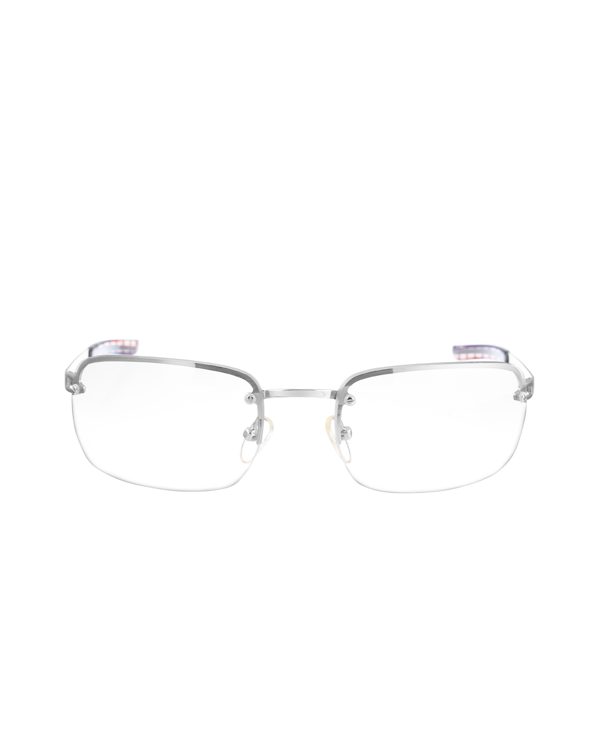 Burberry 00s Silver Checked Rectangle Sunglasses