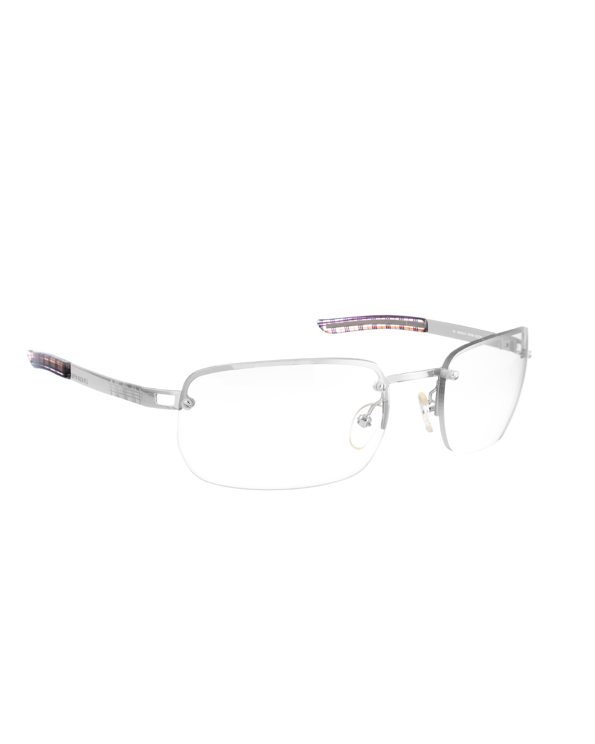 Burberry 00s Silver Checked Rectangle Sunglasses Burberry